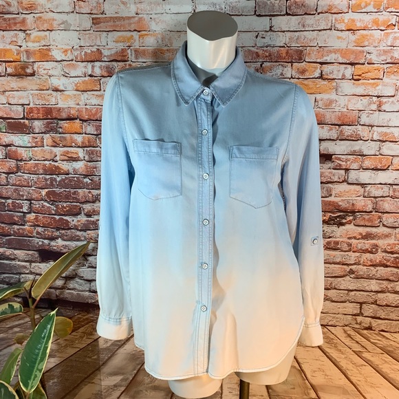 Thread & Supply Tops - Thread & Supply High Low Ombré Chambray Shirt In L